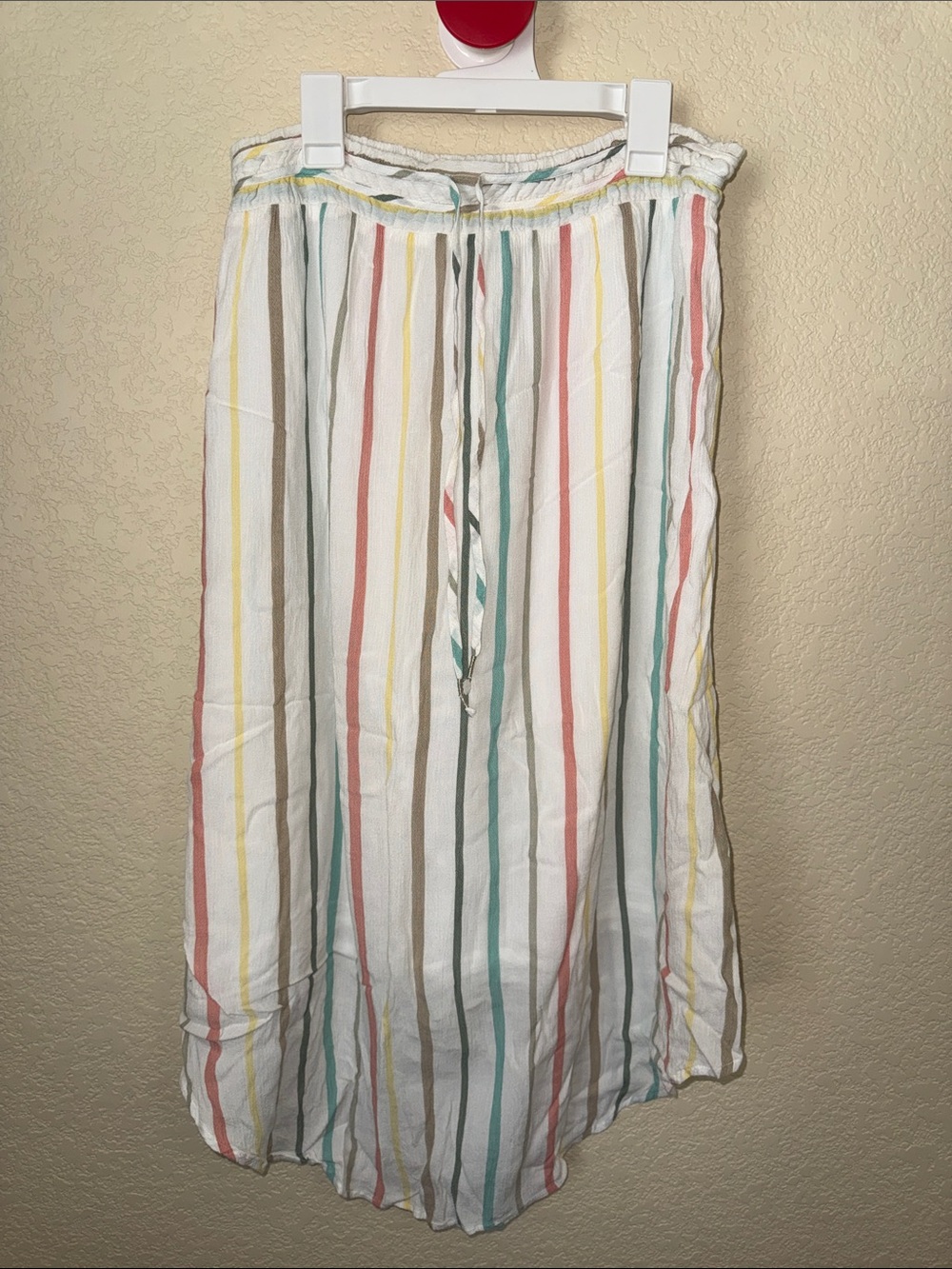 New Directions Striped Maxi Skirt Size Large Boho Drawstring